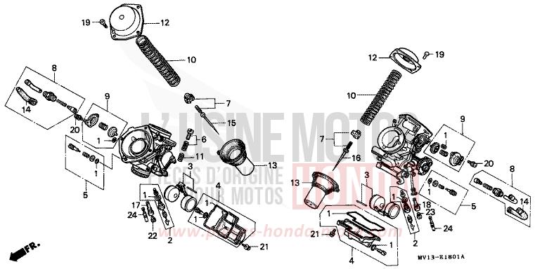 CARBURETOR (COMPONENT PARTS) for Africa Twin 750 BLACK (NH1K) from 1991